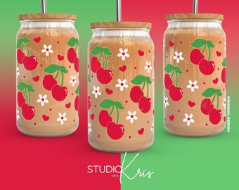 Cherry Conchas Valentine's Day Cafecito y Chisme SVG for UV DTF 16oz Can Glass Wrap | Digital Download