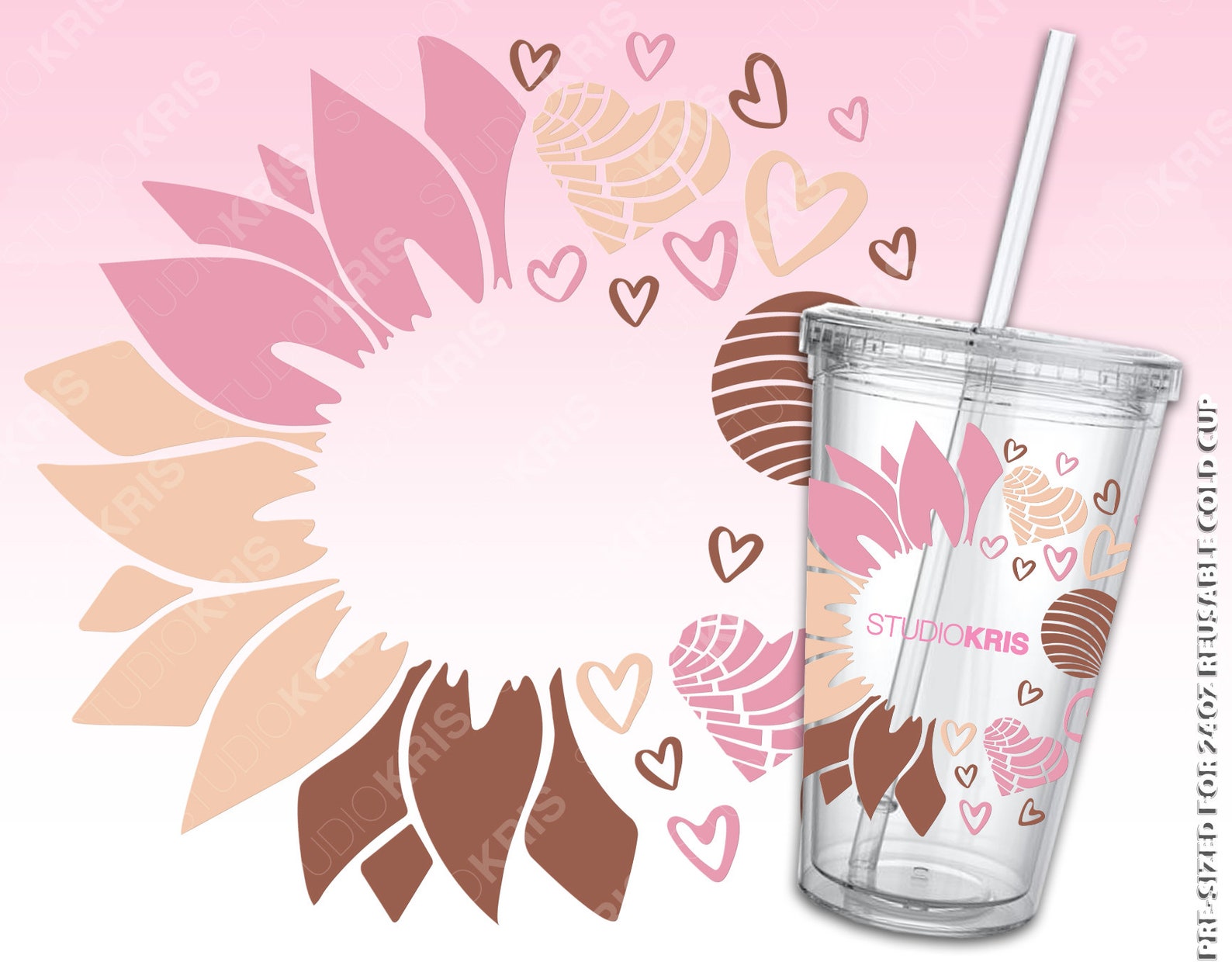 Conchas Sunflower Cafecito y Chisme Starbucks Cup SVG Full | Etsy