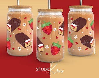 Valentine's Day Cafecito y Chisme SVG for UV DTF 16oz Can Glass Wrap | Digital Download