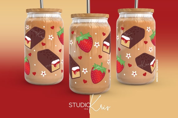 Valentine's Day Cafecito y Chisme SVG for UV DTF 16oz Can Glass Wrap | Digital Download