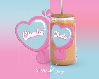 Chula Heart Mirror Valentine's Day SVG for UV DTF 16oz Can Glass Wrap | Digital Download