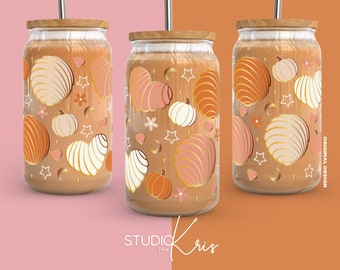 Pumpkin Concha Halloween Concha Cafecito y Chisme SVG for UV DTF 16oz Can Glass Wrap | Digital Download