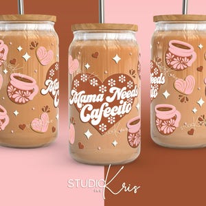 Maman a besoin de Cafecito Barro coeur d'argile Dia de las Madres boîte de 16 oz emballage de verre SVG Fête des Mères | Téléchargement numérique