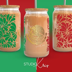 Drapeau mexicain aigle Talavera 16 oz peut envelopper de verre SVG Mexicana | Téléchargement numérique