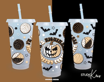 Soy una pesadilla antes de Cafecito Halloween Concha SVG para UV DTF 24oz Cold Cup Sin Hole Wrap / Descarga digital
