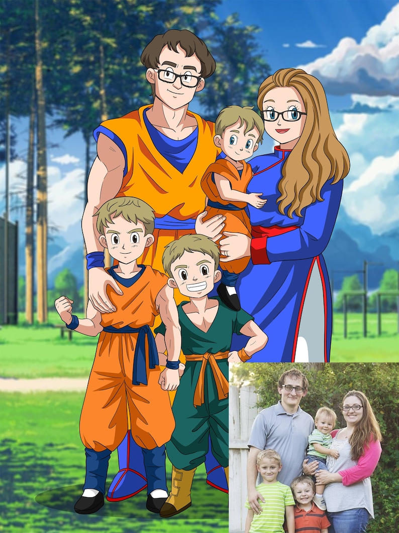 Custom Family Portrait Custom Anime Portrait Cartoon - Etsy Hong Kong