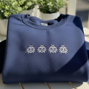 Ladybug Embroidered Sweatshirt: Cottagecore Garden Crewneck