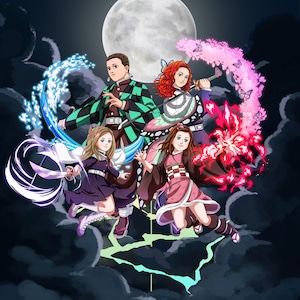 Custom Anime Portrait, Custom Family Portrait, Anime Couple Portrait, Personalized Christmas Gift