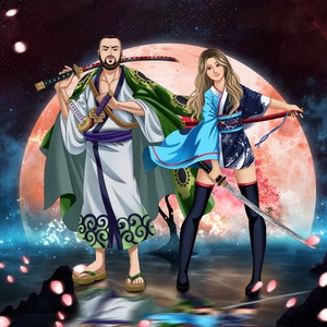 Custom Anime Portrait, Anime Couple Portrait, Anime Commission
