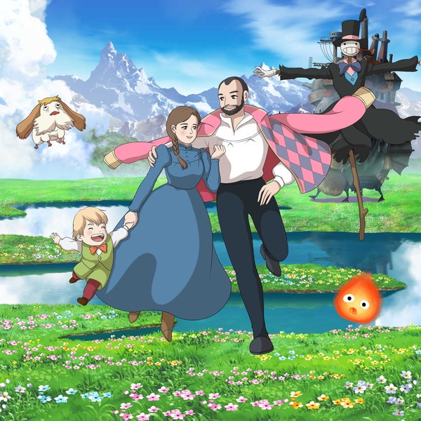 Benutzerdefinierte Anime Familienporträt, personalisiertes Jubiläumsgeschenk (Digitale Datei)