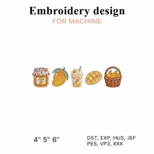 Mango Treats Embroidery Design, Summer Fruit Snack Machine Embroidery File, Mango Dessert Digital Pattern