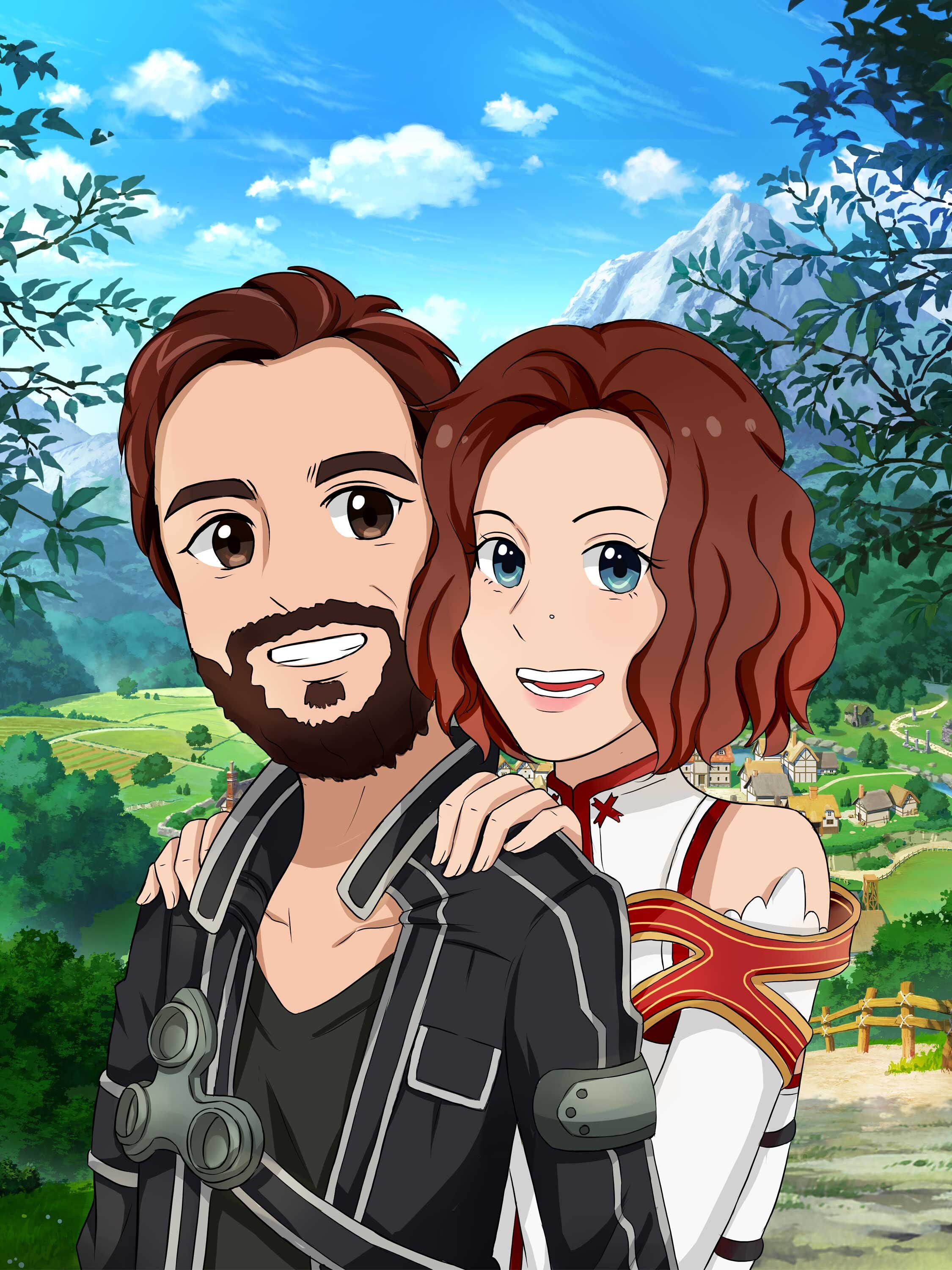 Custom Anime Couple Portrait Personalized Anime Fighter 