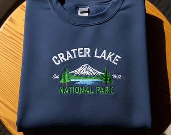 Crater Lake Embroidered Sweatshirt: Oregon Nature Hiking Crewneck