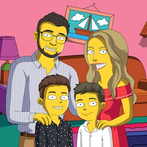 Simpson Couple Portrait, Cartoon portrait, Yellow People Portrait, Custom Simpsons Portrait On The Couch, Simpsons Family Portrait
