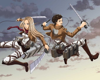 Custom Anime Portrait, Anime Couple Personalized Illustration