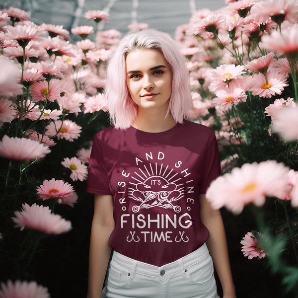 Fishing T shirt, Funny Fishing Shirt,Fishing Graphic Tee, Fisherman Gifts,Present For Fisherman,Rise And Shine, It's Fishing Time,Unisex Tee