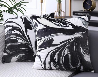 Black Marble Cushion Etsy