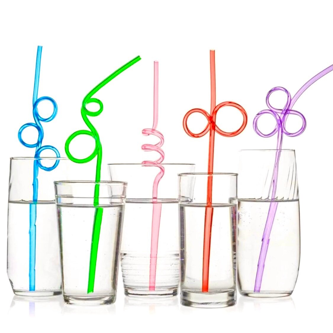 Mixed Rainbow Novelty Curly Straws 10 Pack Etsy