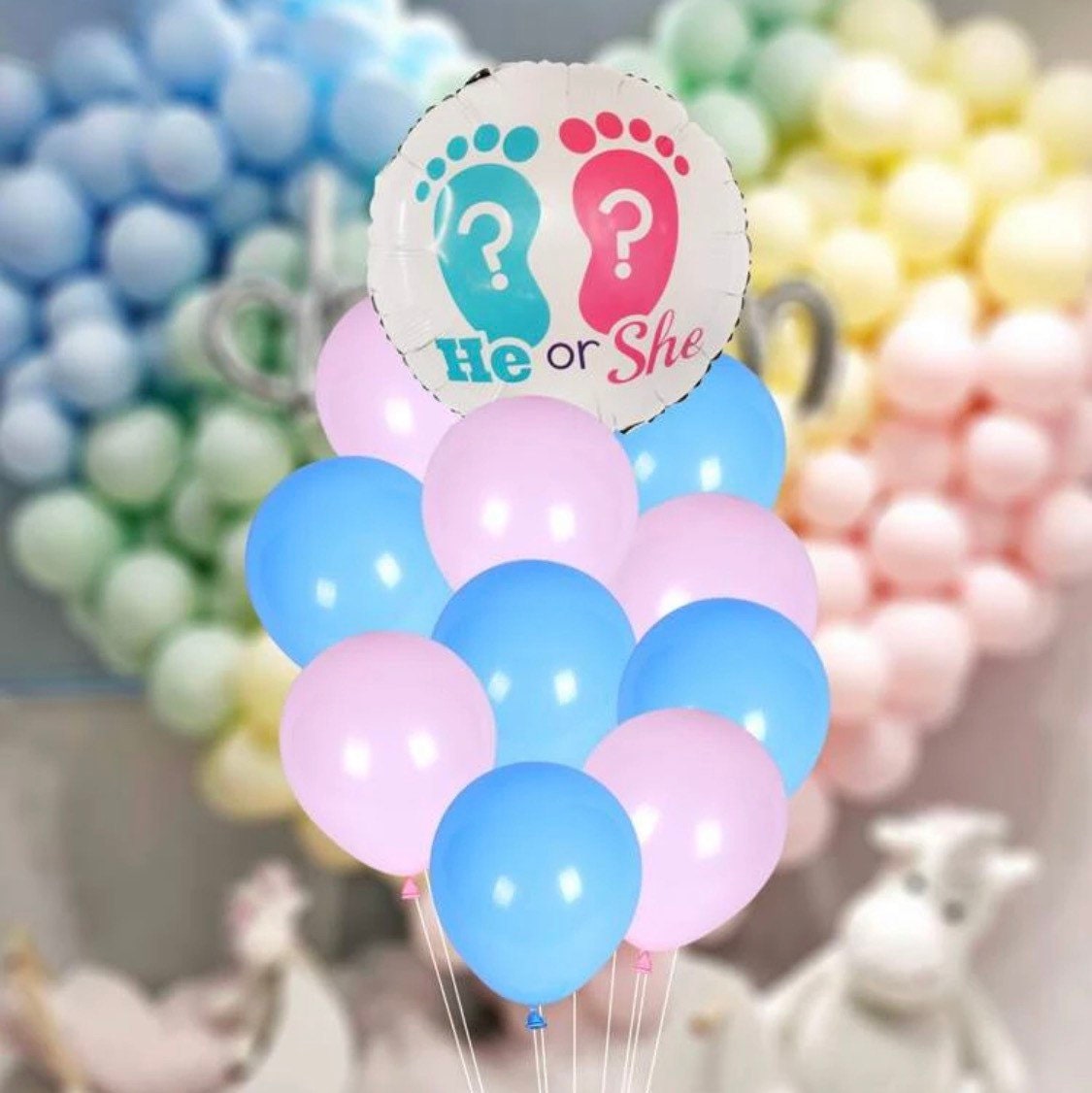 Baby Shower Boy or Girl Balloons 13 Piece Set Gender Reveal Etsy