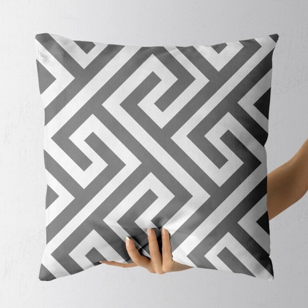 Cubierta geométrica de color gris y cojín blanco 45x45cm | Etsy