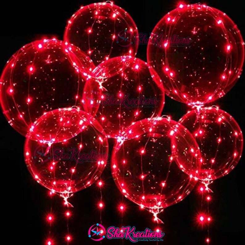 Red Light Up Balloons/ LED Balloons /Valentines Day/ Wedding/ Etsy