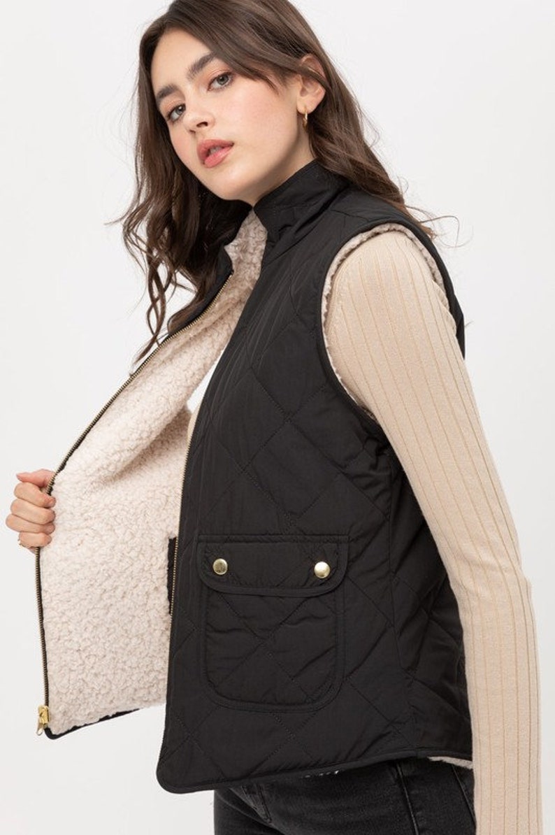 Reversible Quilted and Sherpa Vest Reversible sherpa lined Etsy