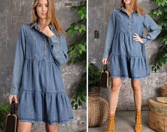 denim babydoll dress