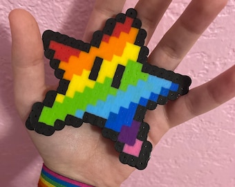 Mario Rainbow Star Perler Bead Figure