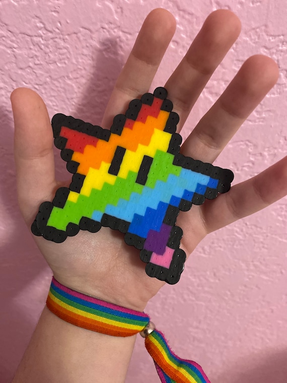 Mario Rainbow Star Perler Bead Figure