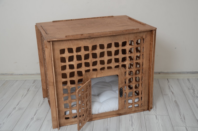 Hundebox aus Holz im Möbelstil – Haustierhaus für drinnen Bild 11