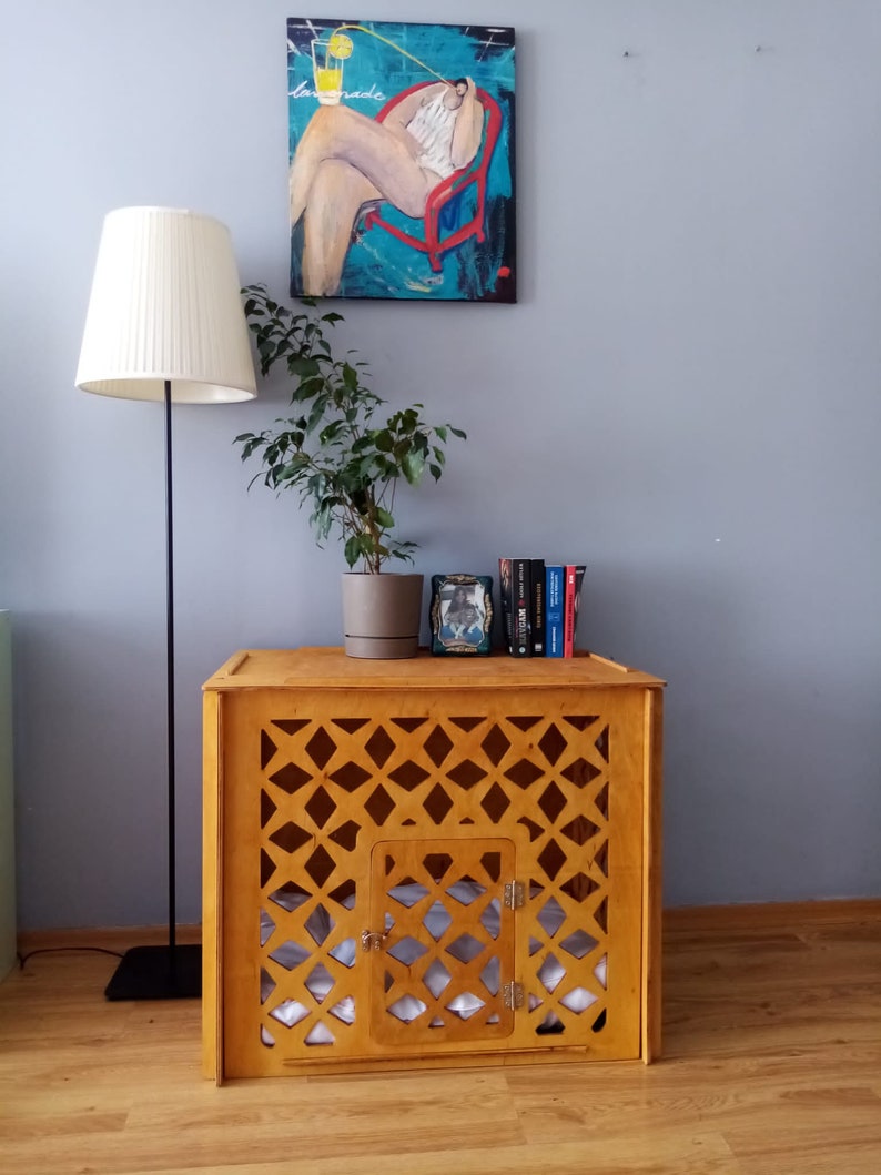 Modern Wooden Dog Crate: Customizable Pet House image 4