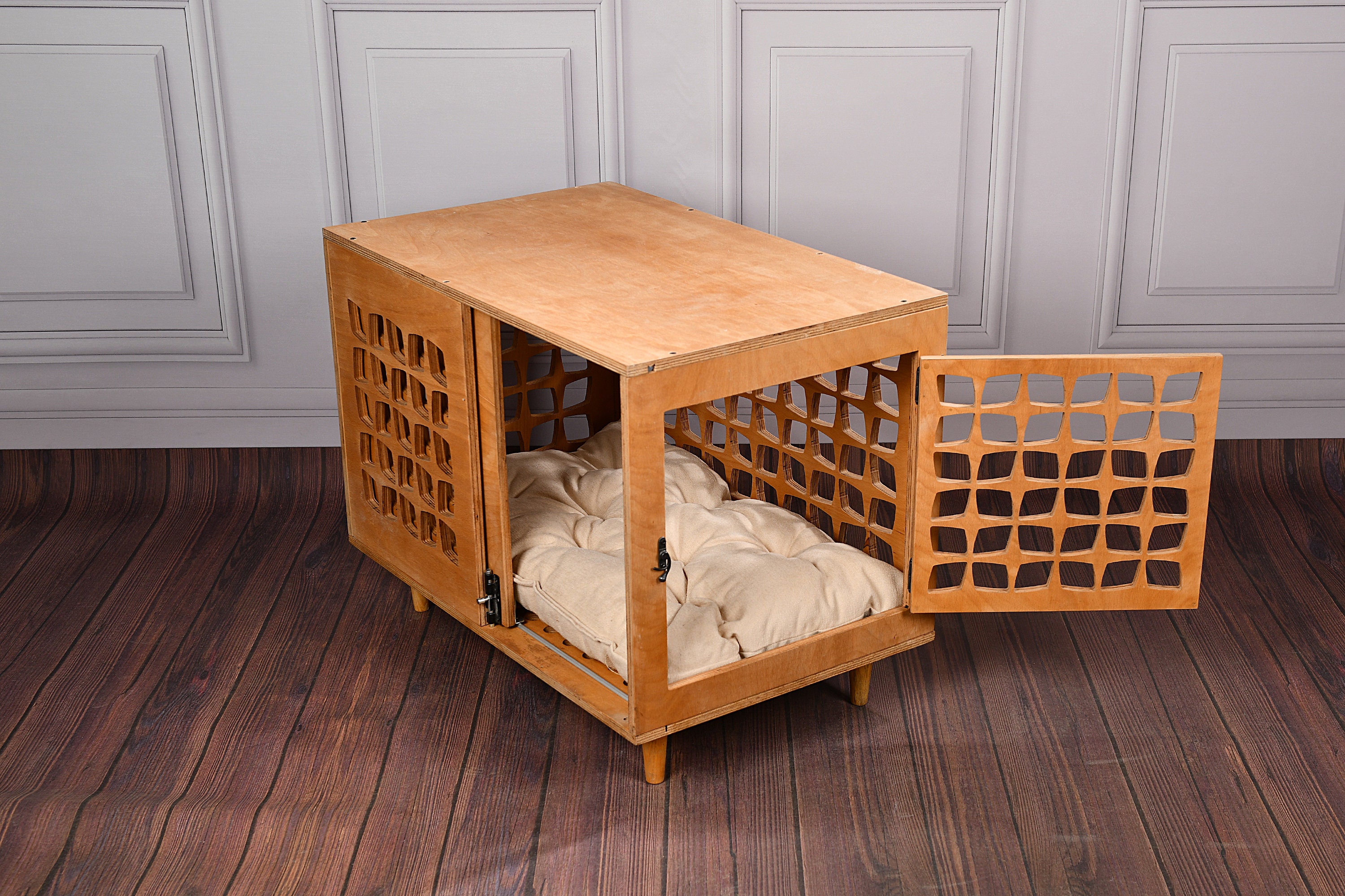 Side Table Mid Century Dog Crate Medium Dog Crate End Table