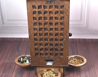 Mid-Century Modern Kibble Dispenser: Stainless Steel Pet Food Storage