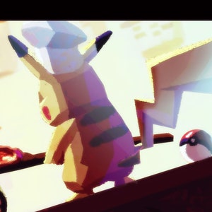 May include: Illustration of Pikachu wearing a chef's hat, holding a pizza. A Charmander is near a brick oven with a pizza inside. Pokeballs are scattered around the scene. The image has a warm, inviting color palette.