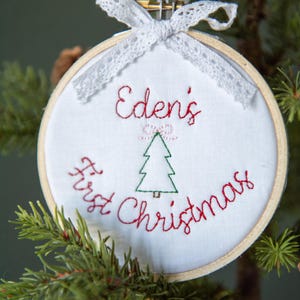 baby girl first christmas ornament personalized christmas ornament custom first christmas ornament embroidered ornament baby christmas gift