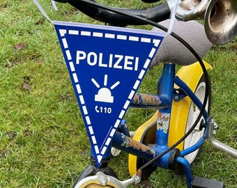 Wimpel Polizei aus Papier für Kinder Fahrrad