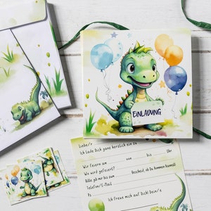 Perfekte Einladungskarten Dino inkl Umschläge und Sticker