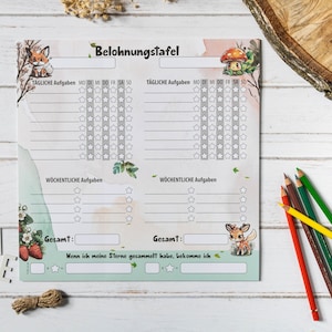 Premium Belohnungstafel Block für zwei Kinder 25 Blatt