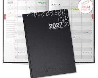 2027 Book Calendar - DIN A4, Hardcover, Layflat, 15-minute intervals, Perfect appointment scheduling for restaurants, hotels, medical practices and hairdressers