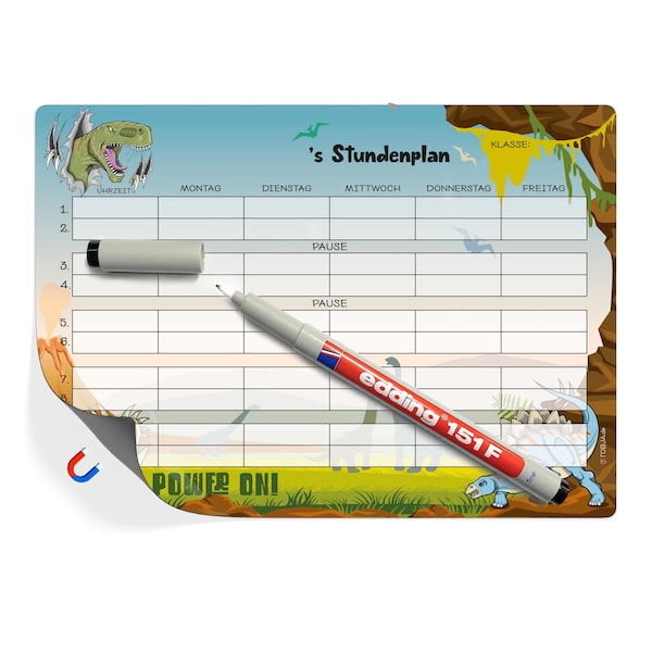 Dino Stundenplan magnetisch inkl Stift