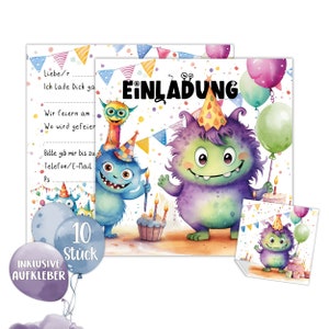 XXL Monster-Einladungskarten mit Stickern - Bereit für ein gruselig-gutes Fest!