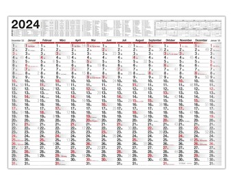 Großer Wandplaner 2024 mit viel Platz. Jahresplaner