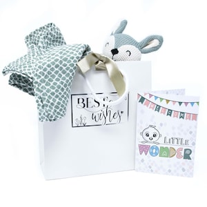 Coffret bébé naissance garçon carte cadeau vert doudou mousseline coffret cadeau baptême