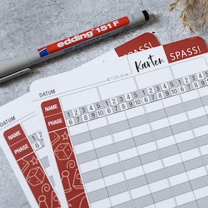 Wertungsblätter abwischbar inkl. Stift