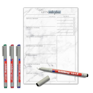 Menüplaner inkl. 4 Stifte - abwischbar