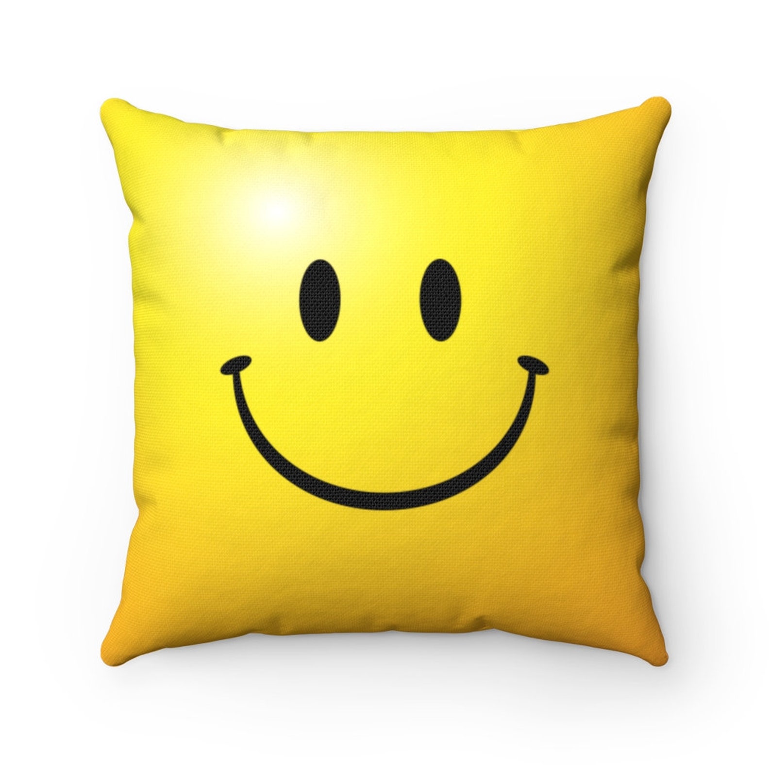 Smiley Face Pillow Spun Polyester Square Etsy