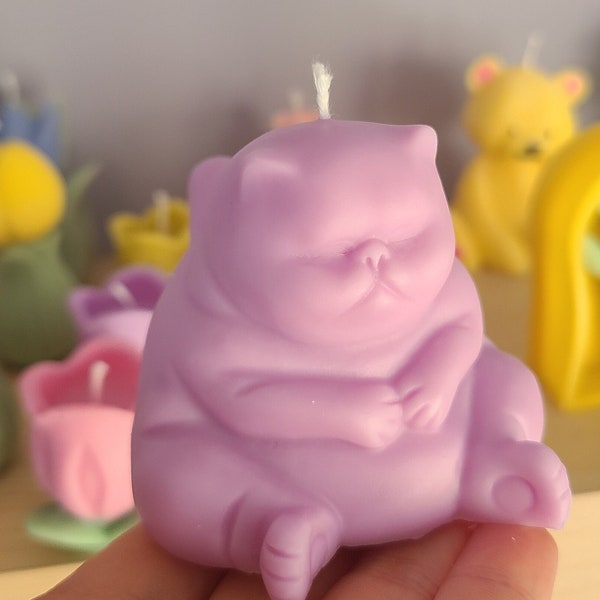 Grumpy Cat Candle, Chubby cat candle,Handmade fat cat Candle, Scented Candle, Soy Wax Candle