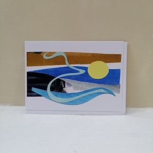 Carte d'art de designer mer, bord de mer, lune, rivière