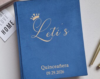 Quinceañera Velvet Album 5x7, Blue Personalized Sweet 16 Photo Book, Mis Quince Años