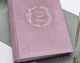 Personalized Rose Pink Velvet Photo Album, Slip-In Family Keepsake for 5x7 or 6x8 Pictures